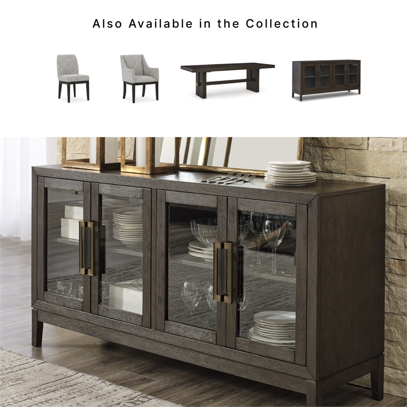 Signature Design by Ashley Burkhaus Modern Wood Dining Server in Dark Brown