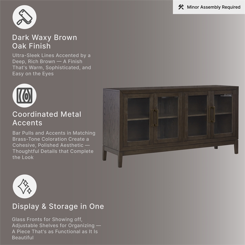 Signature Design by Ashley Burkhaus Modern Wood Dining Server in Dark Brown
