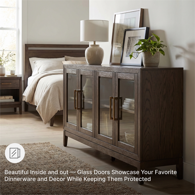 Signature Design by Ashley Burkhaus Modern Wood Dining Server in Dark Brown