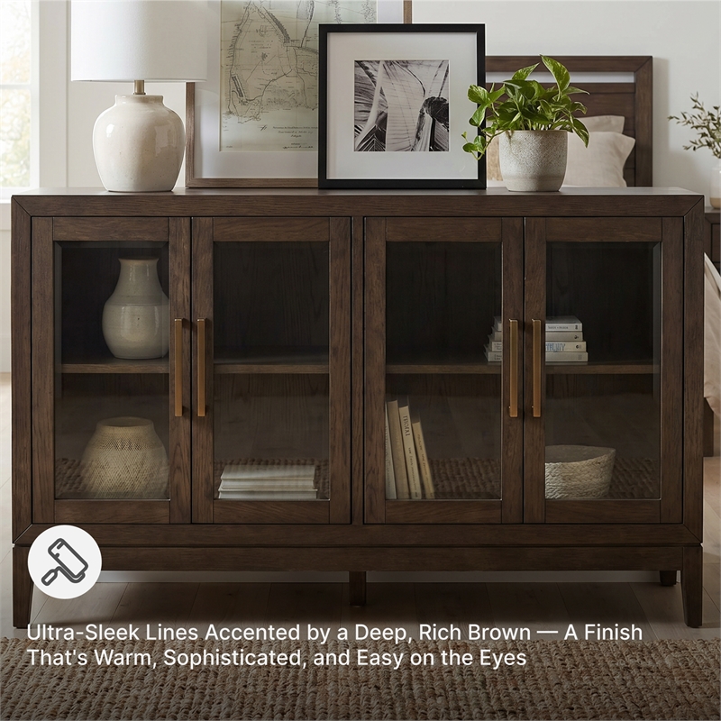 Signature Design by Ashley Burkhaus Modern Wood Dining Server in Dark Brown