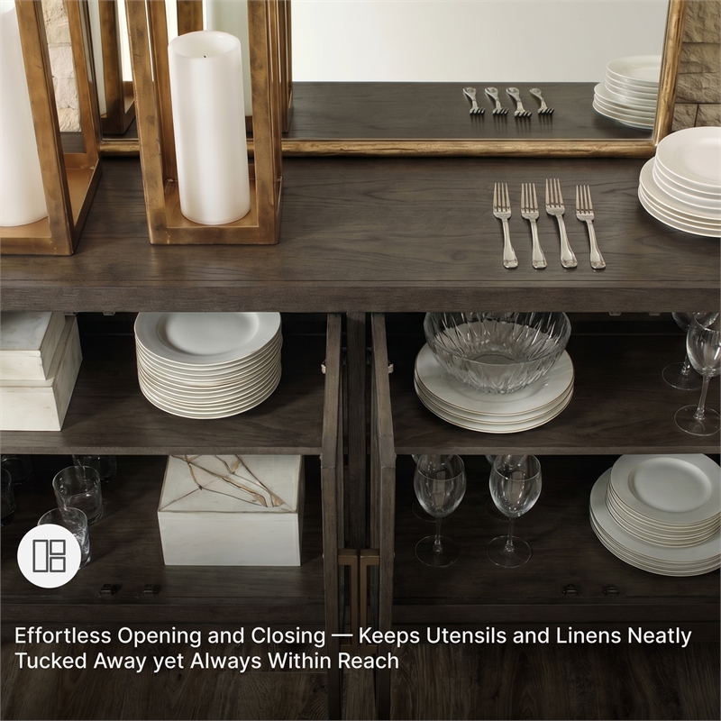 Signature Design by Ashley Burkhaus Modern Wood Dining Server in Dark Brown