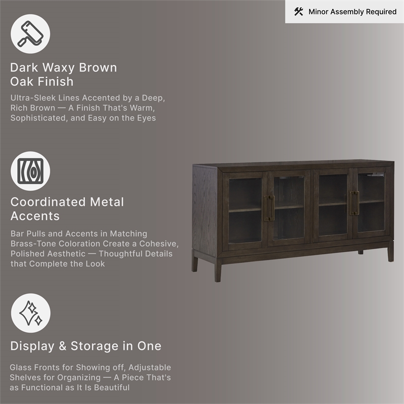 Signature Design by Ashley Burkhaus Modern Wood Dining Server in Dark Brown