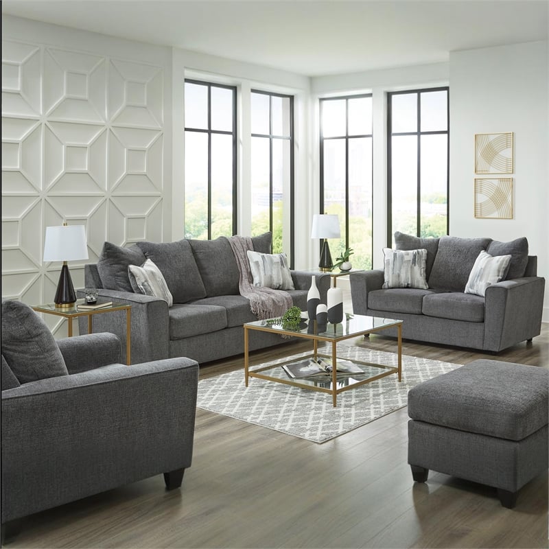 Signature Design by Ashley Stairatt Contemporary Fabric & Wood Loveseat in Gray