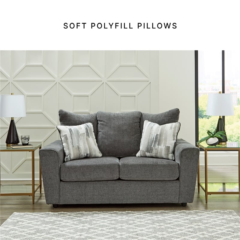 Signature Design by Ashley Stairatt Contemporary Fabric & Wood Loveseat in Gray