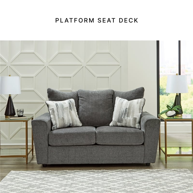 Signature Design by Ashley Stairatt Contemporary Fabric & Wood Loveseat in Gray