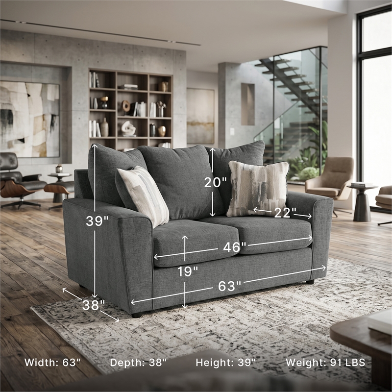 Signature Design by Ashley Stairatt Contemporary Fabric & Wood Loveseat in Gray