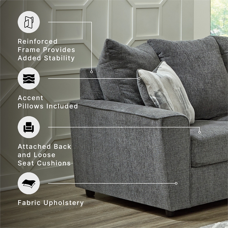 Signature Design by Ashley Stairatt Contemporary Fabric & Wood Loveseat in Gray
