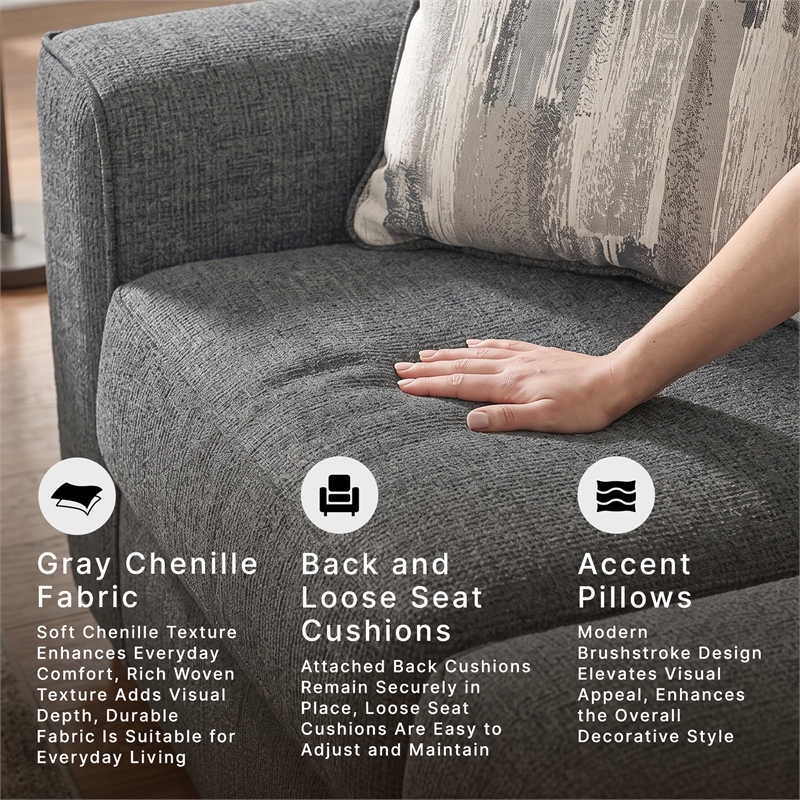 Signature Design by Ashley Stairatt Contemporary Fabric & Wood Loveseat in Gray