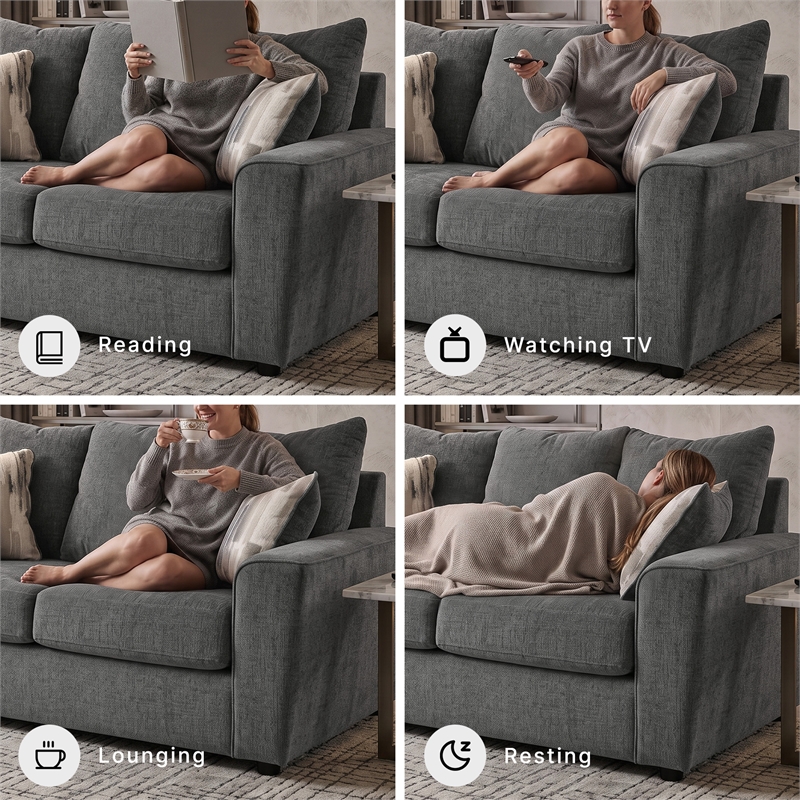 Signature Design by Ashley Stairatt Contemporary Fabric & Wood Loveseat in Gray