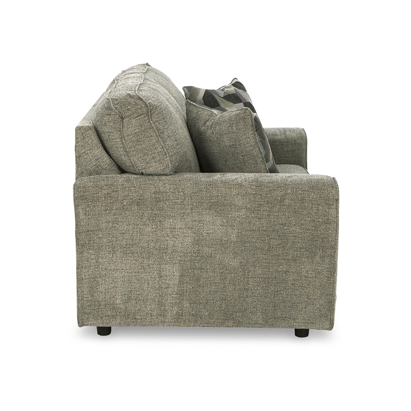 Ashley Furniture Cascilla Contemporary Fabric & Wood Loveseat in Light Gray