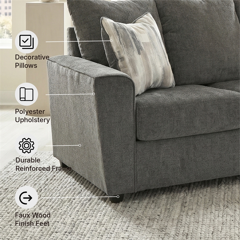 Signature Design by Ashley Stairatt Contemporary Fabric & Wood Sofa in Gray