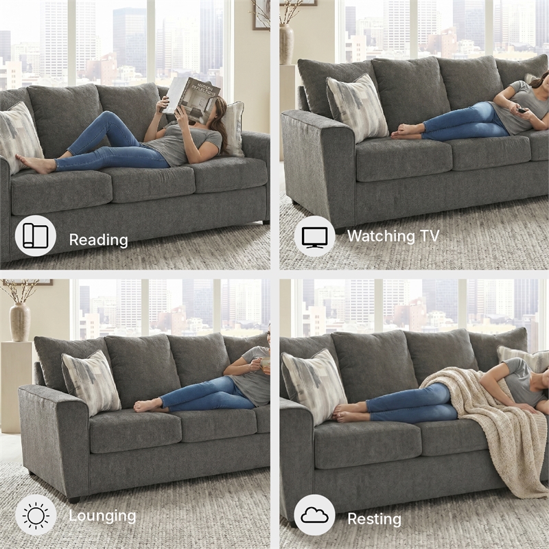Signature Design by Ashley Stairatt Contemporary Fabric & Wood Sofa in Gray