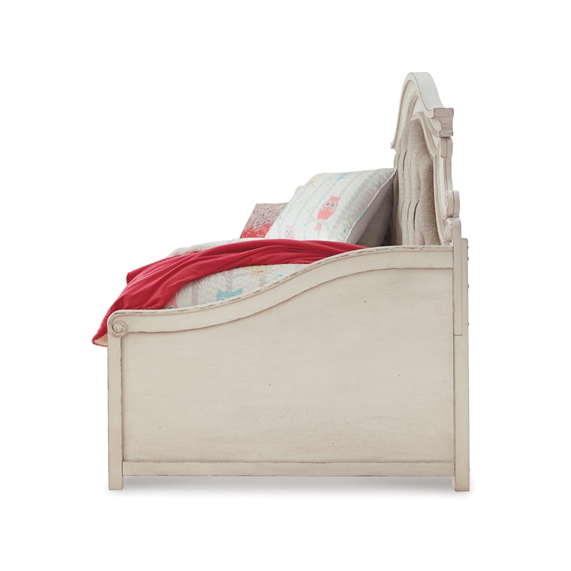 Signature Design by Ashley Realyn Fabric Twin Day Bed in White and Light Gray