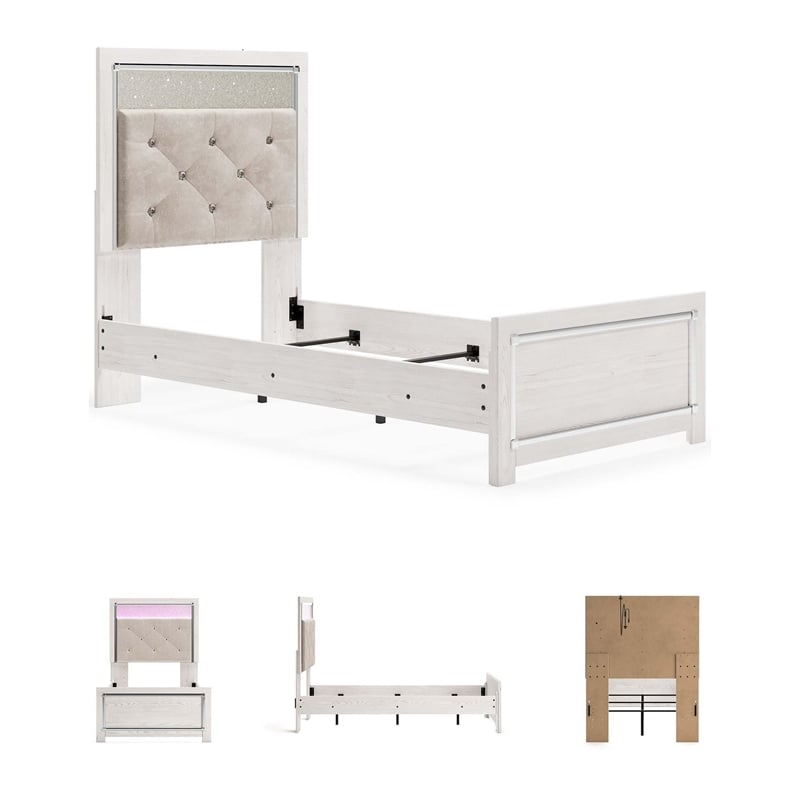 Ashley Furniture Altyra Upholstered Fabric King Panel Headboard in White/Gray