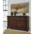 Ashley Furniture Porter 7-Drawer Traditional Wood Dresser in Dark Brown