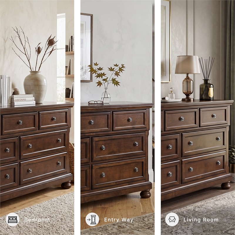 Ashley Furniture Porter 7-Drawer Traditional Wood Dresser in Dark Brown