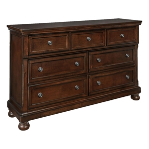 Ashley Furniture Porter 7-Drawer Traditional Wood Dresser in Dark Brown