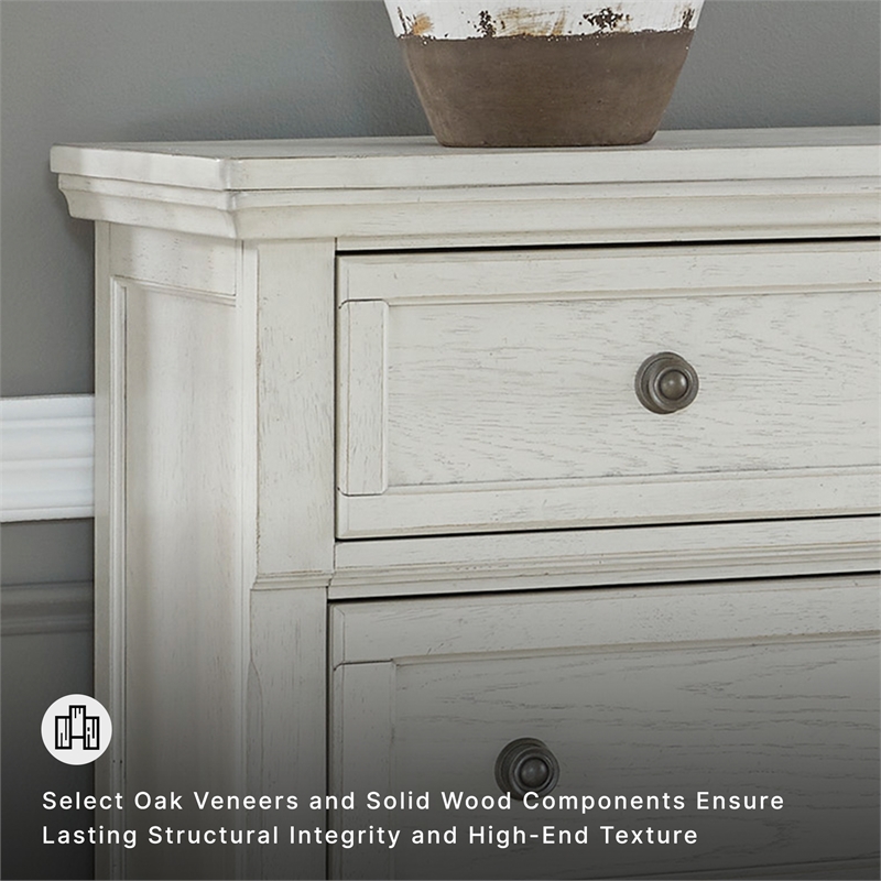 Ashley Furniture Robbinsdale 7-Drawer Wood Dresser in Antiqued White