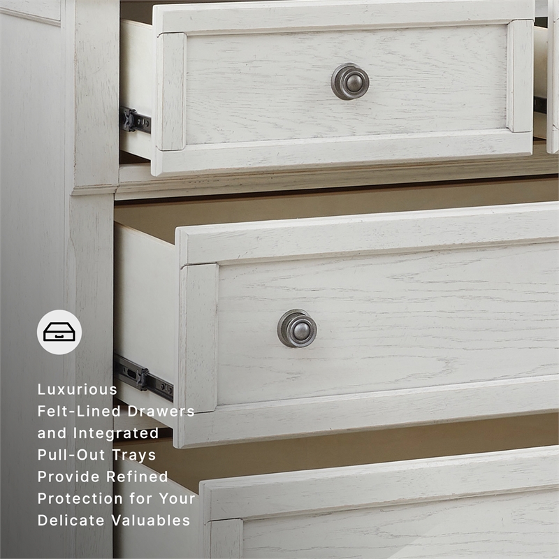 Ashley Furniture Robbinsdale 7-Drawer Wood Dresser in Antiqued White