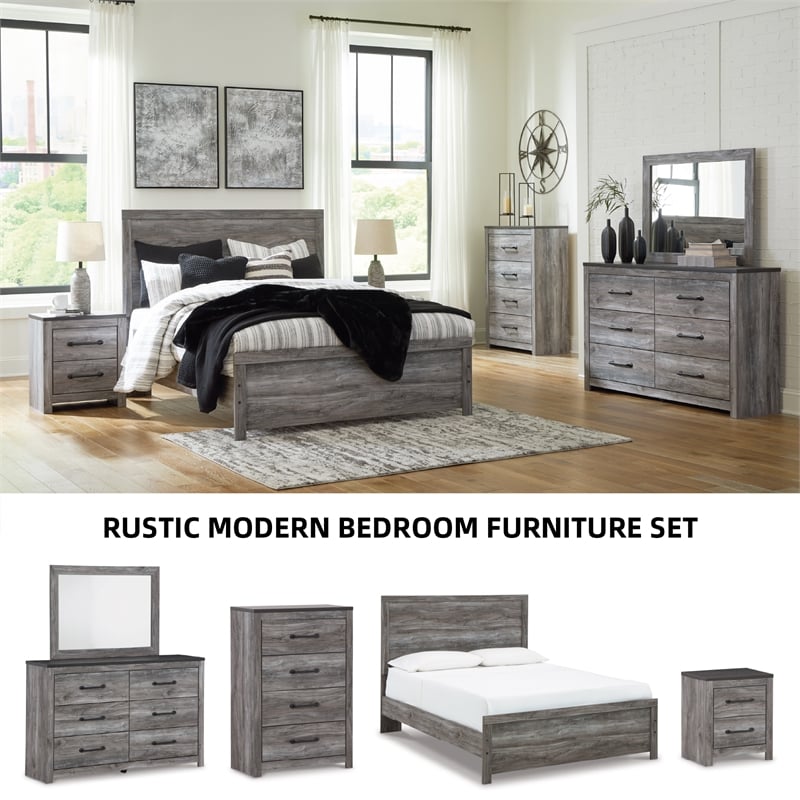 Ashley Furniture Bronyan 6-Drawer Contemporary Wood Dresser in Gray