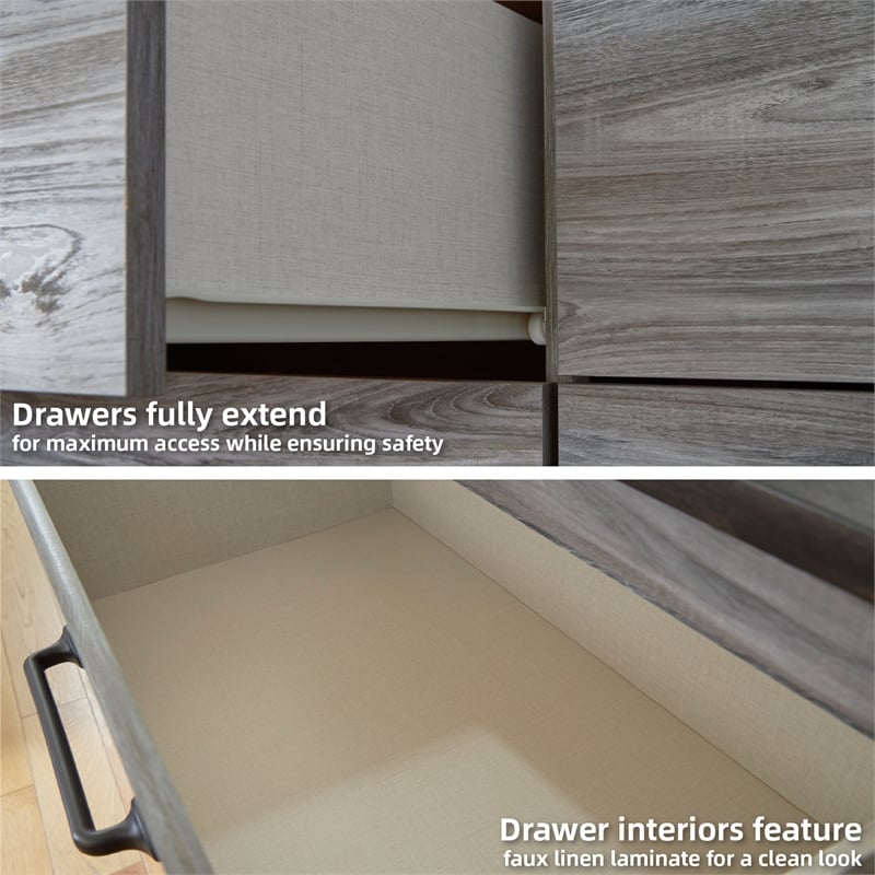 Ashley Furniture Bronyan 6-Drawer Contemporary Wood Dresser in Gray