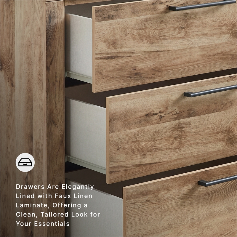 Ashley Furniture Hyanna 6-Drawer Farmhouse Wood Dresser in Light Brown