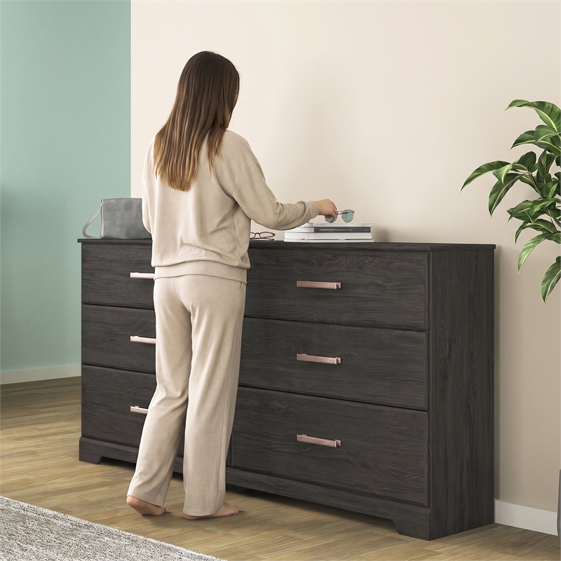 Ashley Furniture Belachime 6-Drawer Modern Wood Dresser in Black