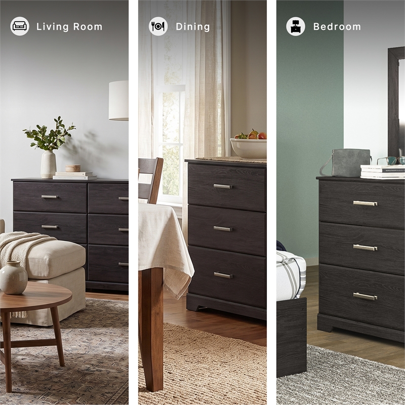 Ashley Furniture Belachime 6-Drawer Modern Wood Dresser in Black