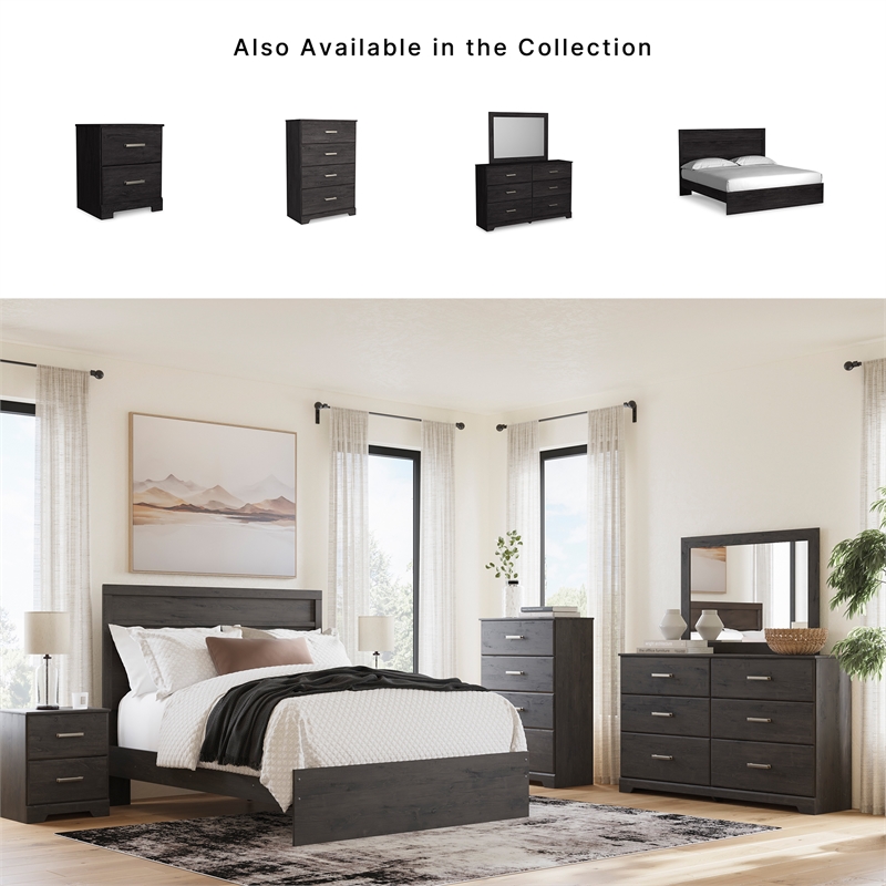 Ashley Furniture Belachime 6-Drawer Modern Wood Dresser in Black