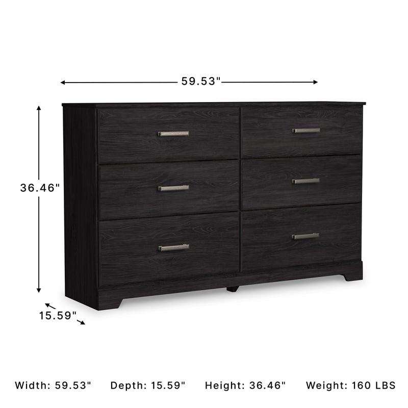 Ashley Furniture Belachime 6-Drawer Modern Wood Dresser in Black