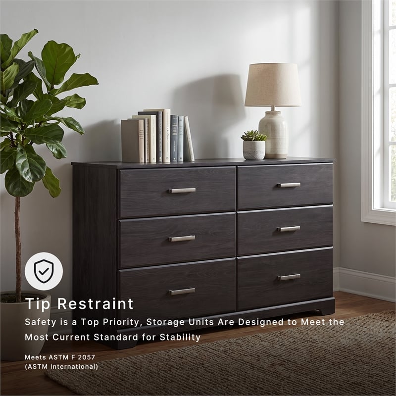 Ashley Furniture Belachime 6-Drawer Modern Wood Dresser in Black