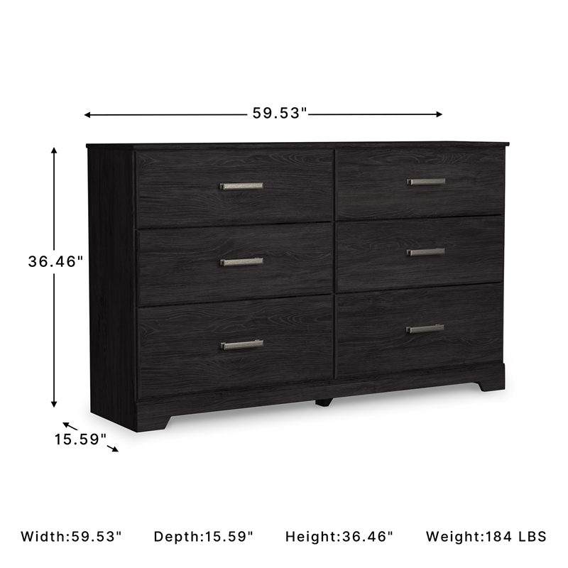 Ashley Furniture Belachime 6-Drawer Modern Wood Dresser in Black