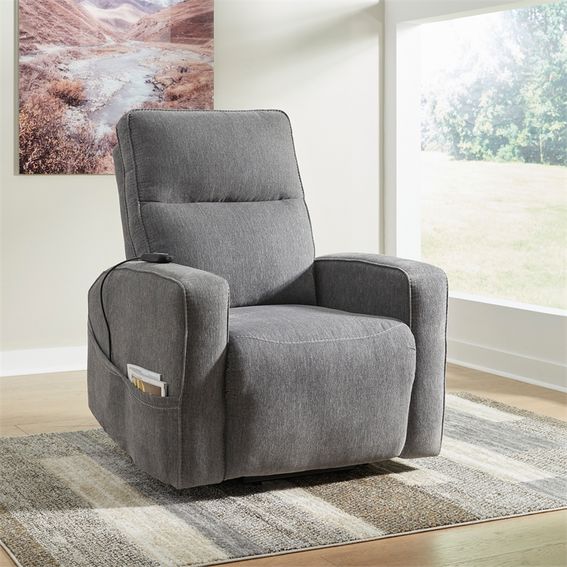 Signature Design by Ashley Starganza Power Lift Recliner in Gray