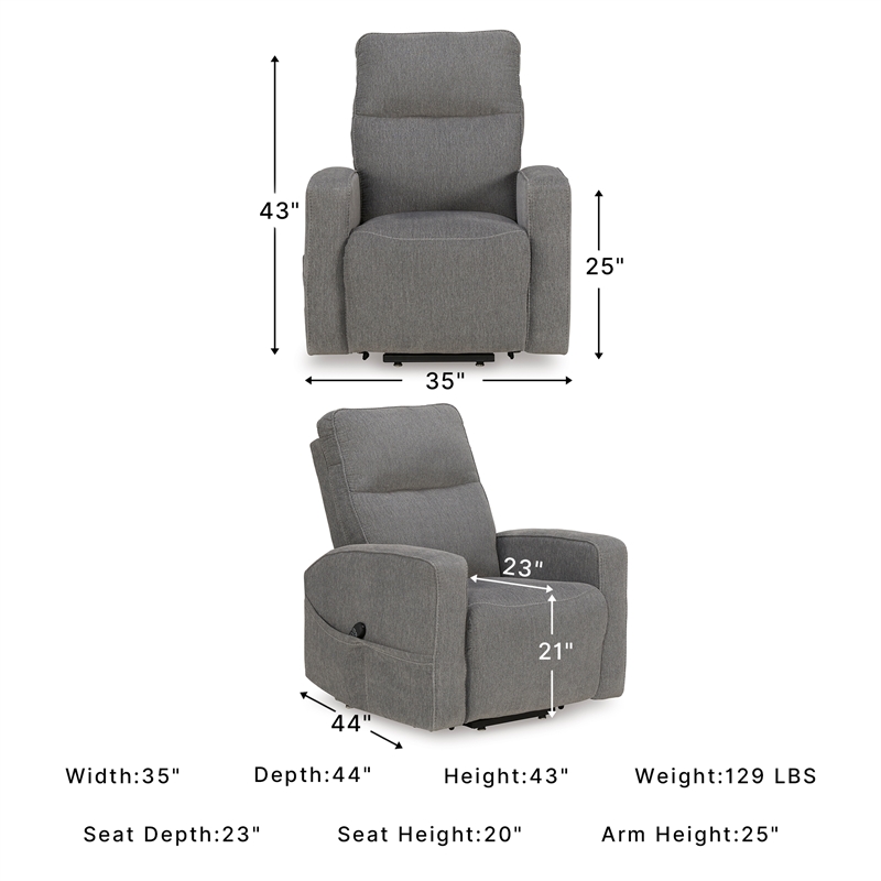 Signature Design by Ashley Starganza Power Lift Recliner in Gray