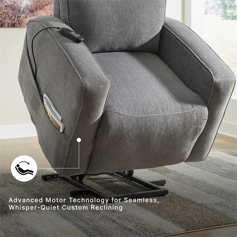 Signature Design by Ashley Starganza Power Lift Recliner in Gray