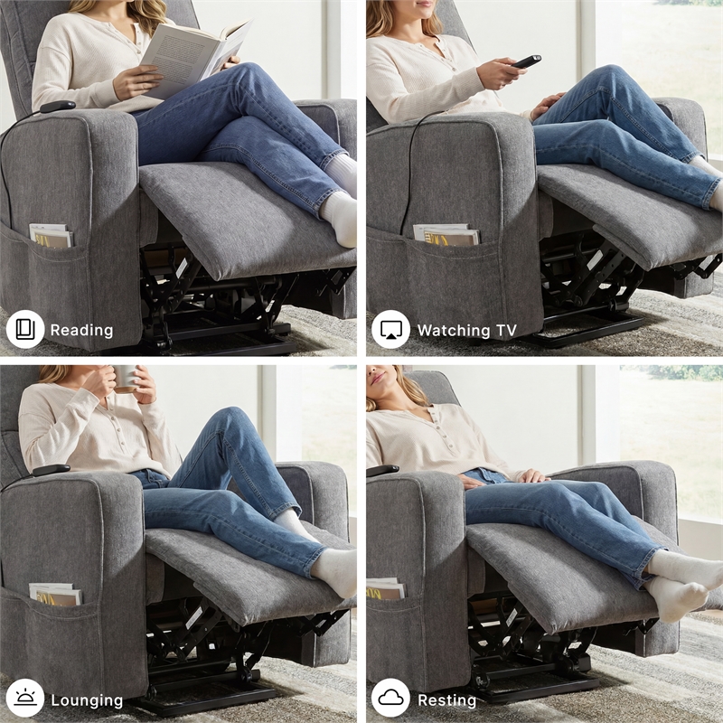 Signature Design by Ashley Starganza Power Lift Recliner in Gray