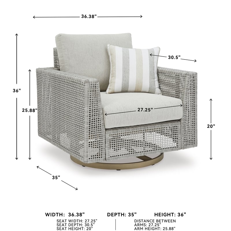 Signature Design by Ashley Seton Creek Gray Outdoor Swivel Lounge with Cushion