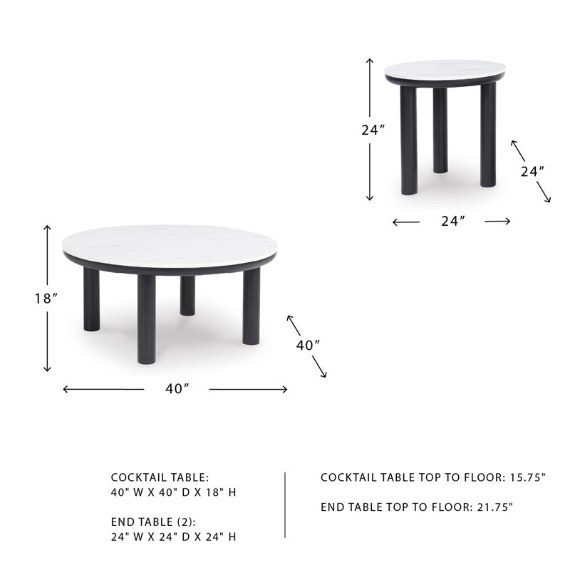 Signature Design by Ashley Xandrum White Coffee and End Table - Set of 3