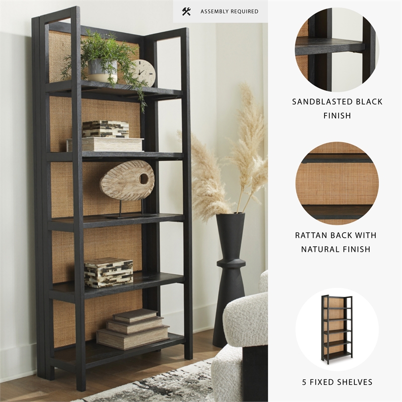Signature Design by Ashley Abyard Bookcase in Black and Natural