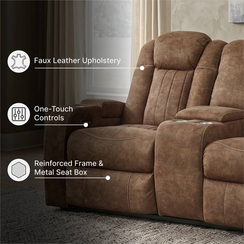 Signature Design by Ashley Wolfridge Brown Power Reclining Loveseat
