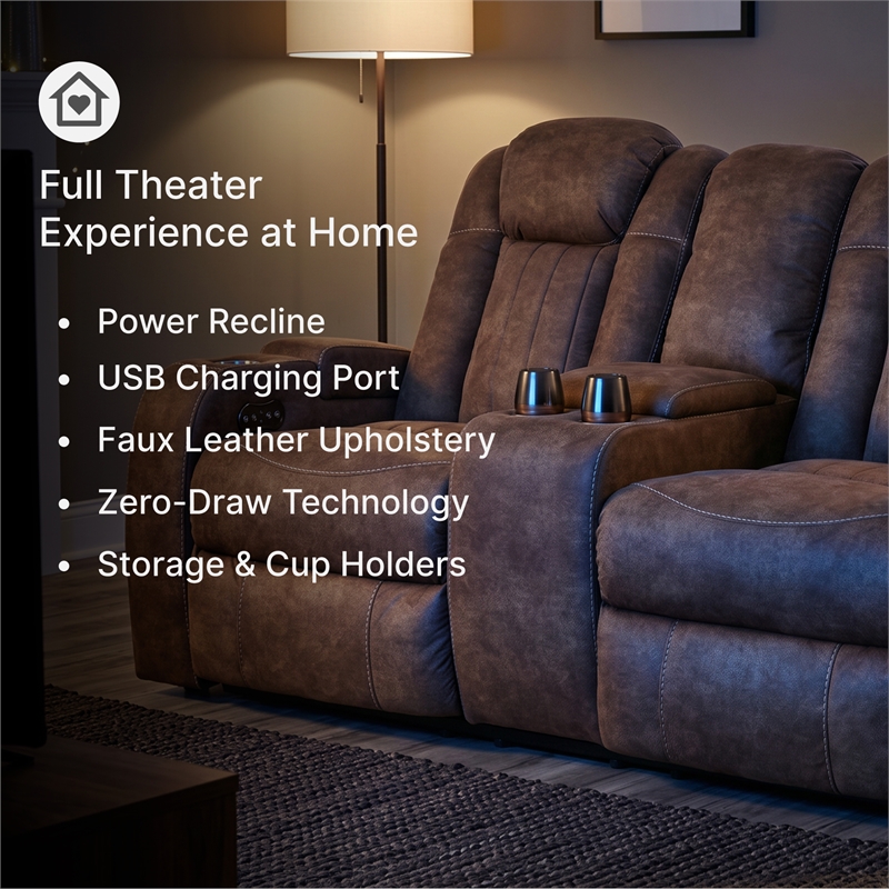 Signature Design by Ashley Wolfridge Brown Power Reclining Loveseat