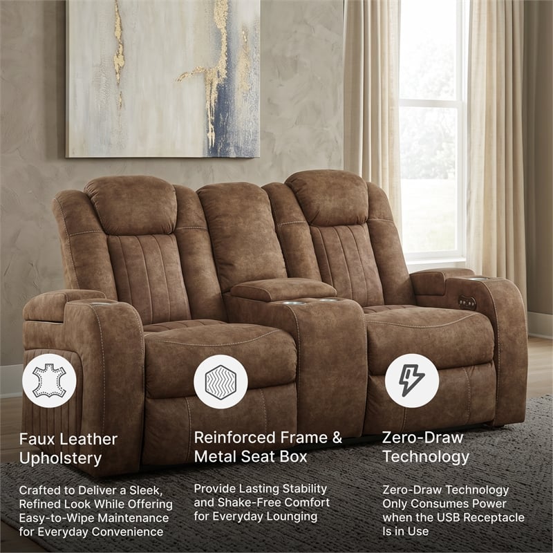 Signature Design by Ashley Wolfridge Brown Power Reclining Loveseat