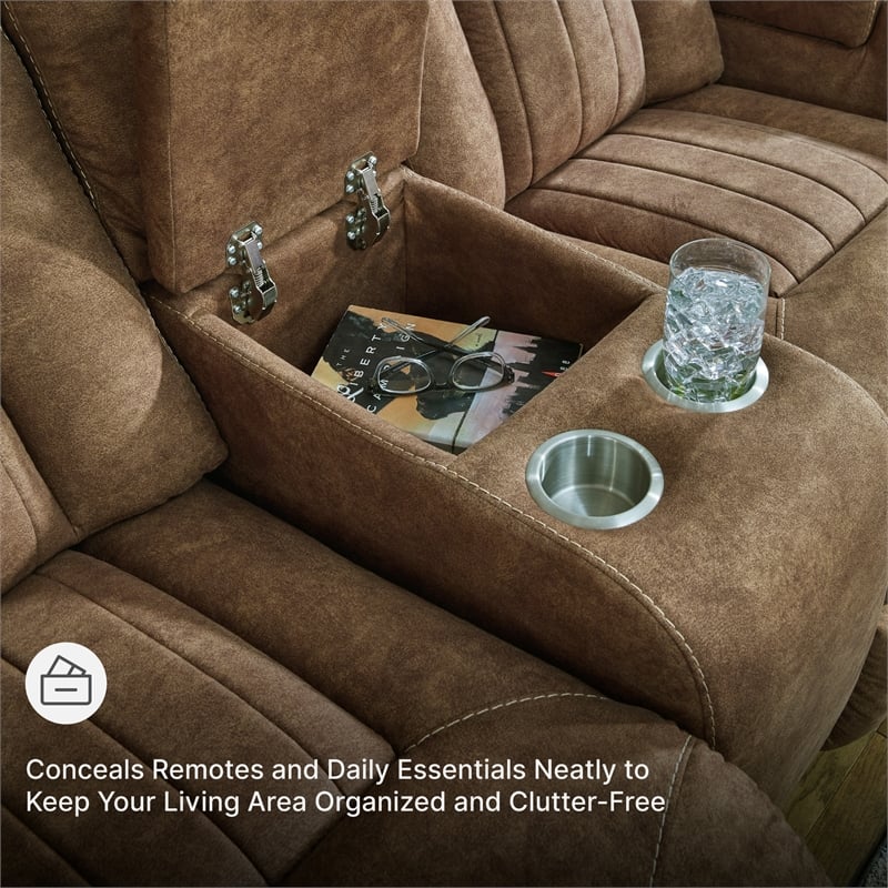 Signature Design by Ashley Wolfridge Brown Power Reclining Loveseat