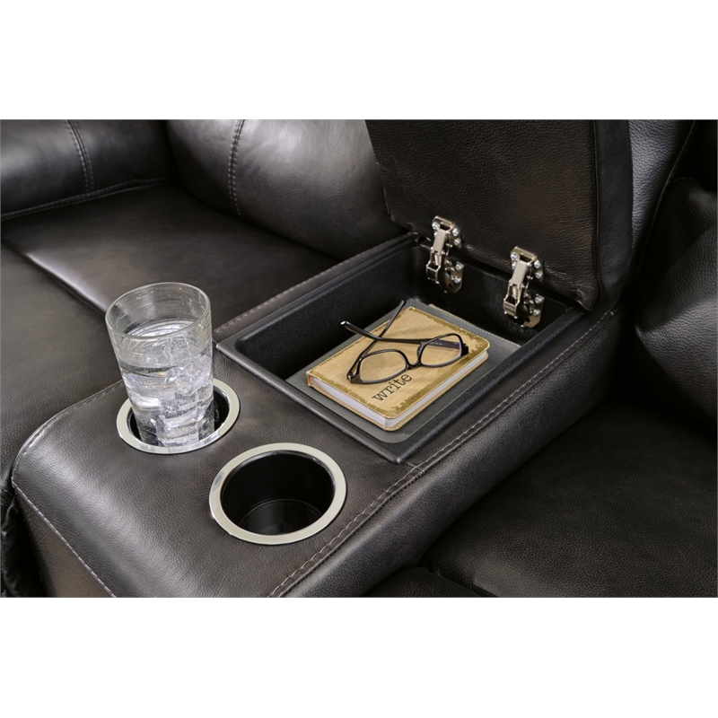 Signature Design by Ashley Mountainous Black Power Reclining Loveseat
