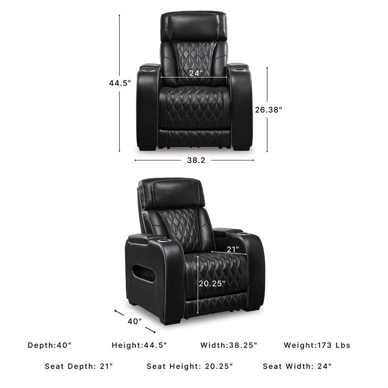 Signature Design by Ashley Boyington Black Power Recliner
