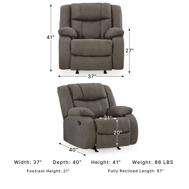 Signature Design by Ashley First Base Gunmetal Recliner
