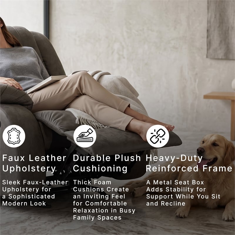 Signature Design by Ashley First Base Gunmetal Recliner