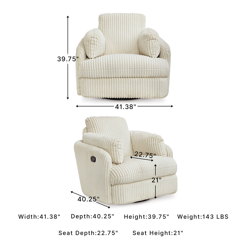 Signature Design by Ashley Tie-Breaker Ivory Swivel Glider Recliner