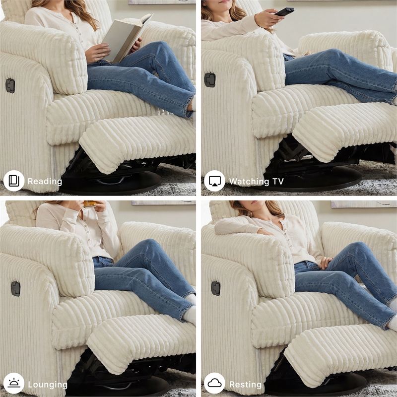 Signature Design by Ashley Tie-Breaker Ivory Swivel Glider Recliner