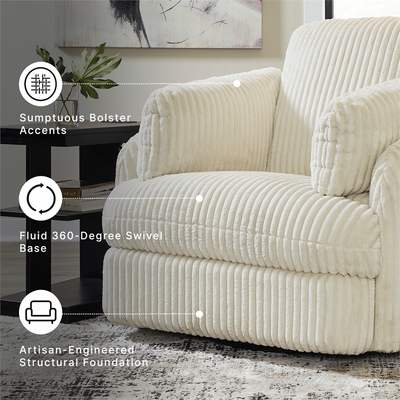 Signature Design by Ashley Tie-Breaker Ivory Swivel Glider Recliner